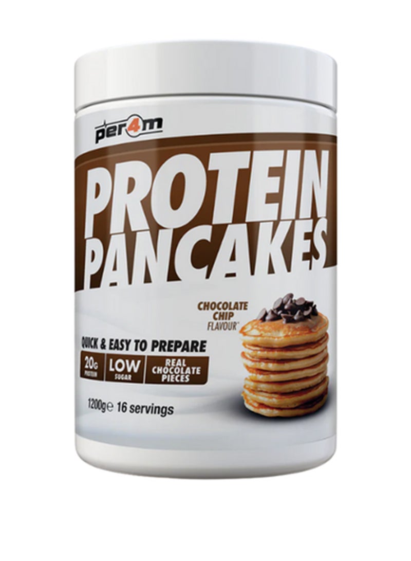 High Protein Pancake Mix - Chocolate Chip - 1.2Kg Tub - Easy To Bake Healthy Breakfast - Low Fat & High Protein Fuel For Lean Muscle Support